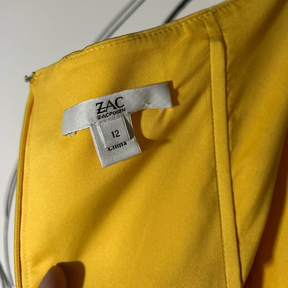 Zac Posen Strapless Yellow Satin Gown, Tulip Like Skirt, Flawed, Size 12 - Picture 6 of 17
